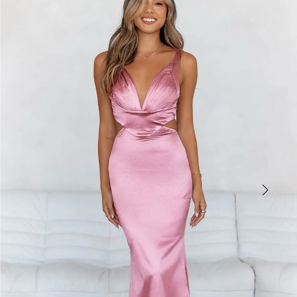 Hello Molly Pink Backless Satin Dress